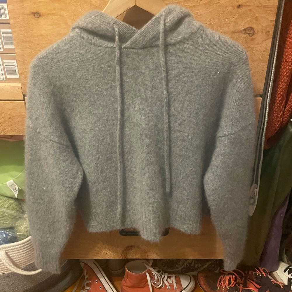 Babaton Heather Gray Hooded Sweater